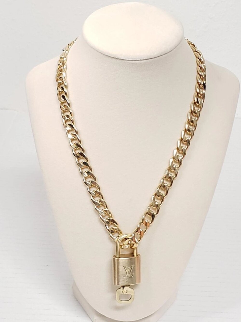 Gold-Plated Necklace with Authentic Louis Vuitton Padlock